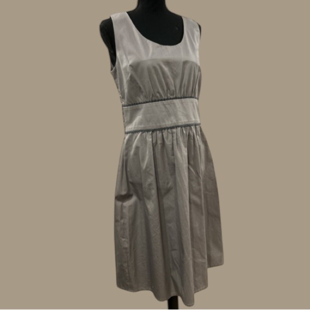 🩶 NWT! BEATRICE PUYSSEGUR! STUNNING 100% COTTON NEUTRAL GRAY DESIGNER DRESS! 🩶